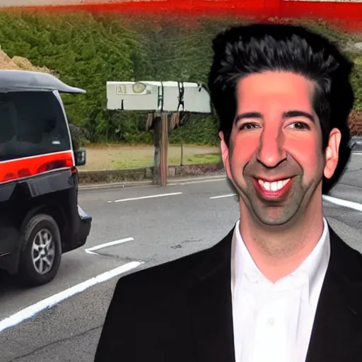 Prompt: Dashcam footage of David Schwimmer dressed as a lobster