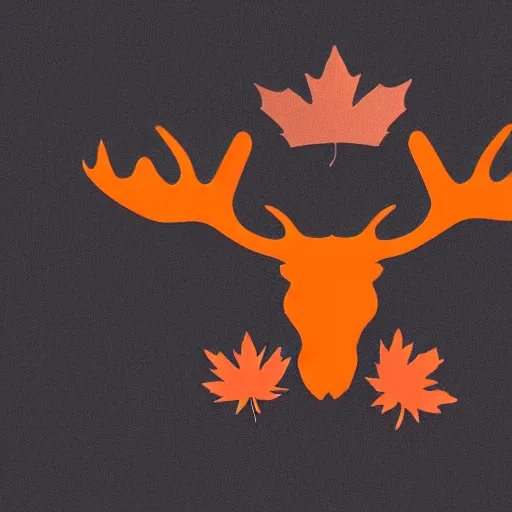 Prompt: an orange moose logo with maple leaf antlers, graphic design, logo