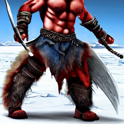 Prompt: angry Kratos in Antarctica