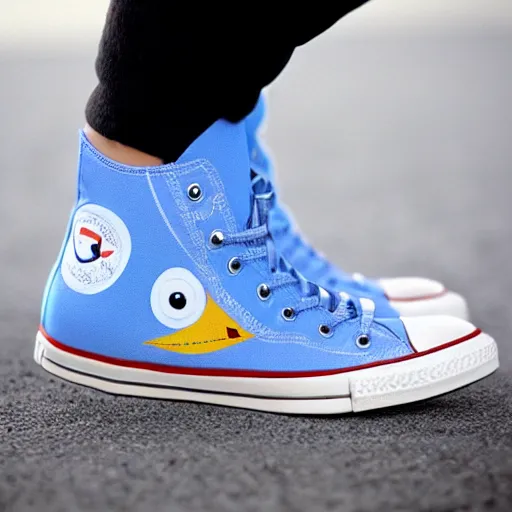 Prompt: “cute seagull character wearing converse high tops, by Pixar, 8k”