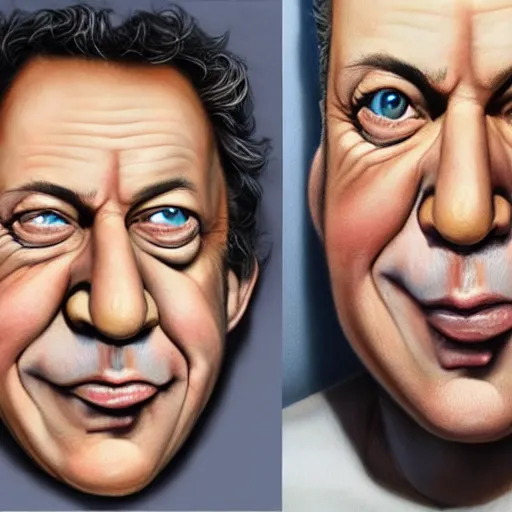 Image similar to Caricature portraits done of Gene Ween, realistic, hyperrealistic, very realistic, highly detailed, very detailed, extremely detailed, detailed, oil painting, digital art, trending on artstation