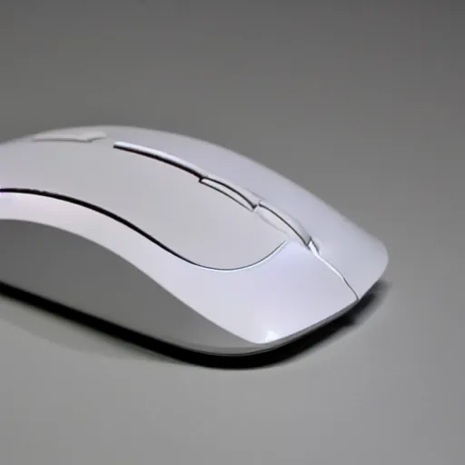 Prompt: A white computer mouse, designed by Apple, but actually ergonomically friendly