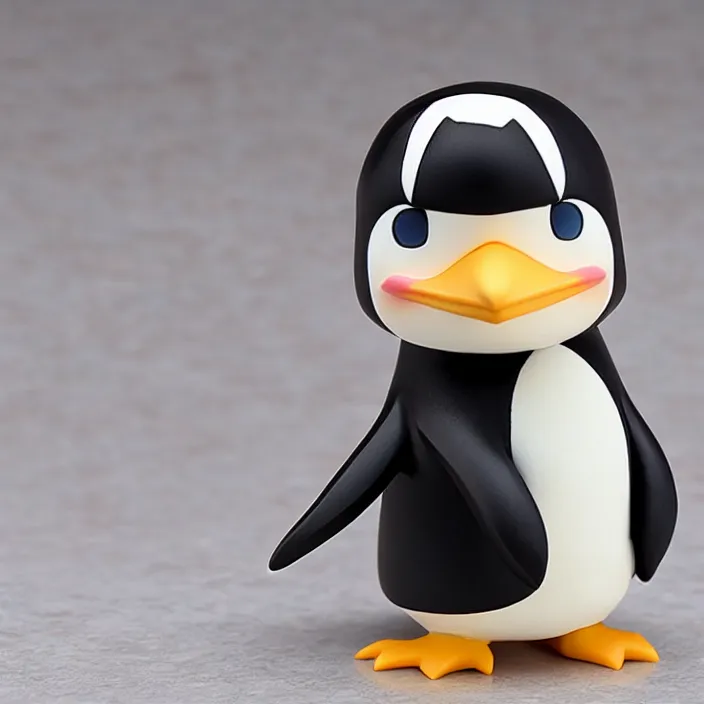 Prompt: a penguin, an anime nendoroid of a penguin, figurine, detailed product photo