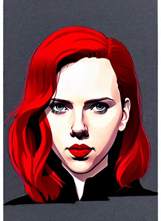 Prompt: phil noto, pretty scarlett johansson black widow, symmetrical eyes, long red hair, full body, city rooftop