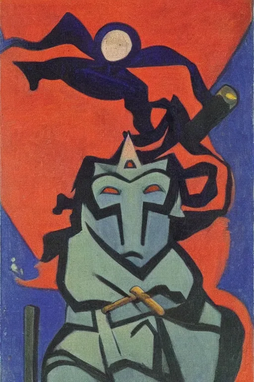 Image similar to thor, marvel, artwork by nicholas roerich,