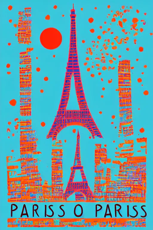 Image similar to minimalist boho style art of colorful paris at sunrise, illustration, vector art