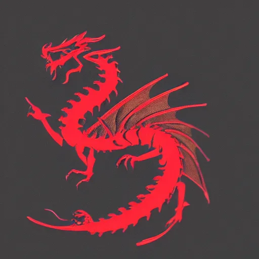 Prompt: a red dragon on a black background