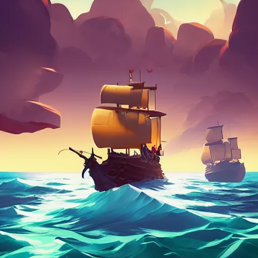 Image similar to painting treasure on sea of thieves game smooth median photoshop filter cutout vector, behance hd by jesper ejsing, by rhads, makoto shinkai and lois van baarle, ilya kuvshinov, rossdraws global illumination