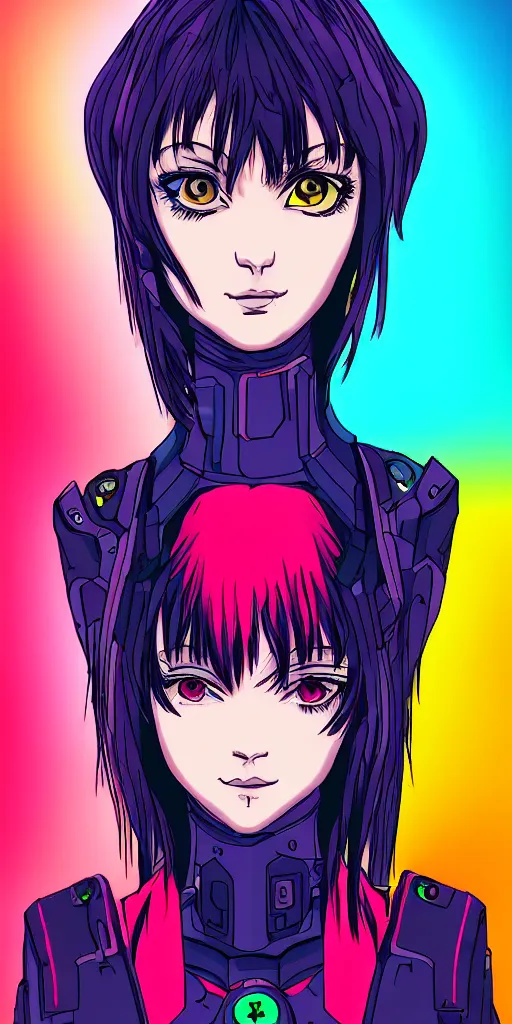 Prompt: cyberpunk girl portrait in the style of Neon Genesis Evangelion