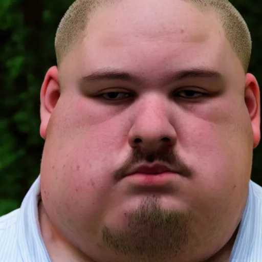 Image similar to an obese man with a neck full of hair