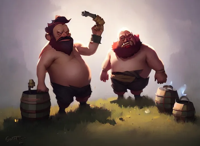 Prompt: gragas with his barrel by greg rutkowski