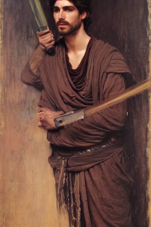 Prompt: attractive male, star wars, orientalist intricate portrait by john william waterhouse and edwin longsden long and theodore ralli and nasreddine dinet, hyper realism, dramatic lighting