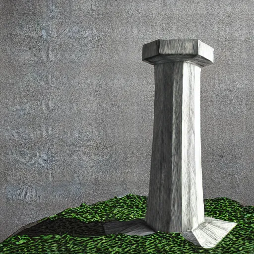 Prompt: Low Poly Render of a sword in a pedestal in a forest