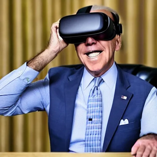 Prompt: joe biden wearing a vr headset