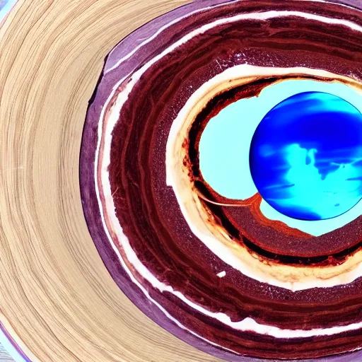 Prompt: a planet inside a planet inside a planet inside a planet. sliced for presentation purposes.