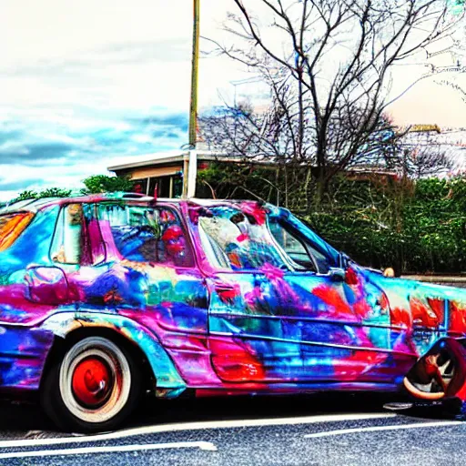 Image similar to a car paints a picture of a car painting a picture of a car