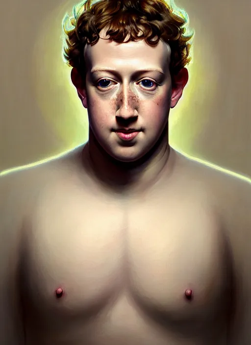 Image similar to symmetry!! portrait of chubby mark zuckerberg hairless!!!, fantasy, medieval wear, intricate, elegant, highly detailed, digital painting, artstation, concept art, smooth, sharp focus, illustration, art by artgerm and greg rutkowski and alphonse mucha