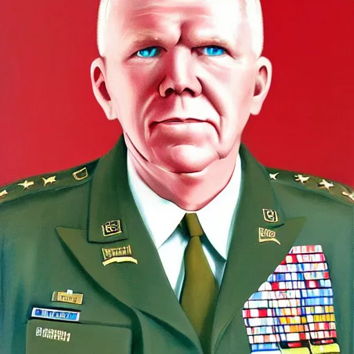 Prompt: portrait of us army general george marshall with vibrant colors