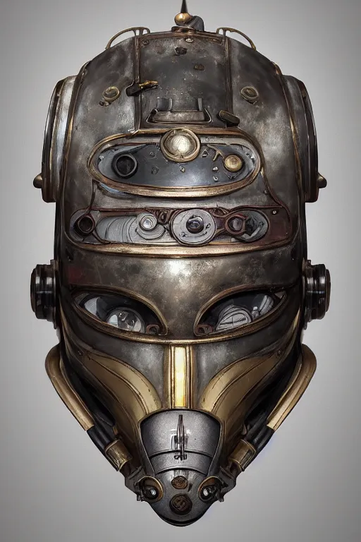 Image similar to steampunk helmet fantasy art mask robot ninja stylized digital illustration sharp focus, elegant intricate digital painting artstation concept art global illumination ray tracing advanced technology chaykin howard and campionpascale and cooke darwyn and davis jack