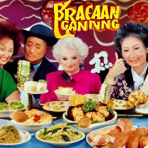 Image similar to Iguana Golden Girls cannabis mukbang with guests Japanese game show 1996 divx rip
