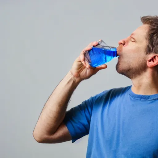 Prompt: confused man drinking water