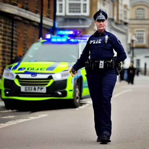 Prompt: female London police officer