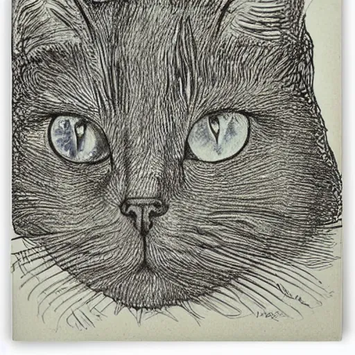 Image similar to a cat as drawn by Louis Wain
