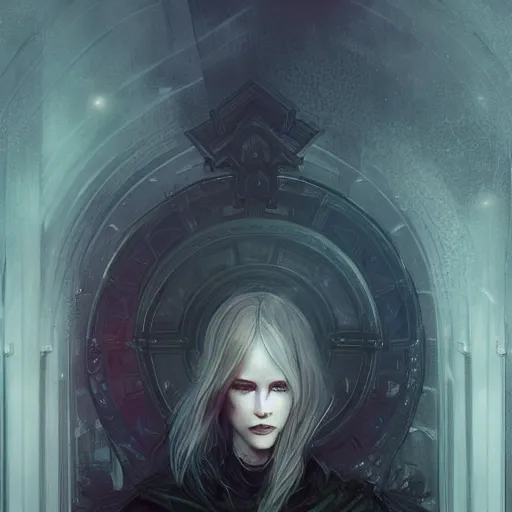 Prompt: Just living in the database as the madness of the system grows, flashback forever grown what world is this, a cult of personality, space armor, by Charlie Bowater, Neo-Gothic, gothic, rich deep moody colors