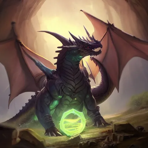 Image similar to Coherent & Accurate & Well shaped : magical dragon, epic fantasy style, in the style of Greg Rutkowski, hearthstone artwork