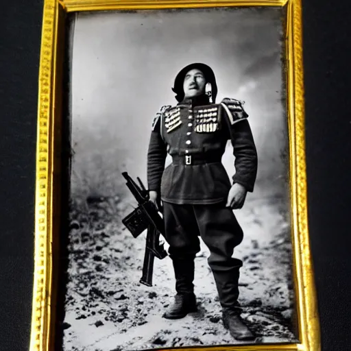 Image similar to world war 2 portrait photo, full body, of a single warhammer 4 0 k space marine posing with troops at bastogne, rosenthal, baltermants, kerlee, vaccaro