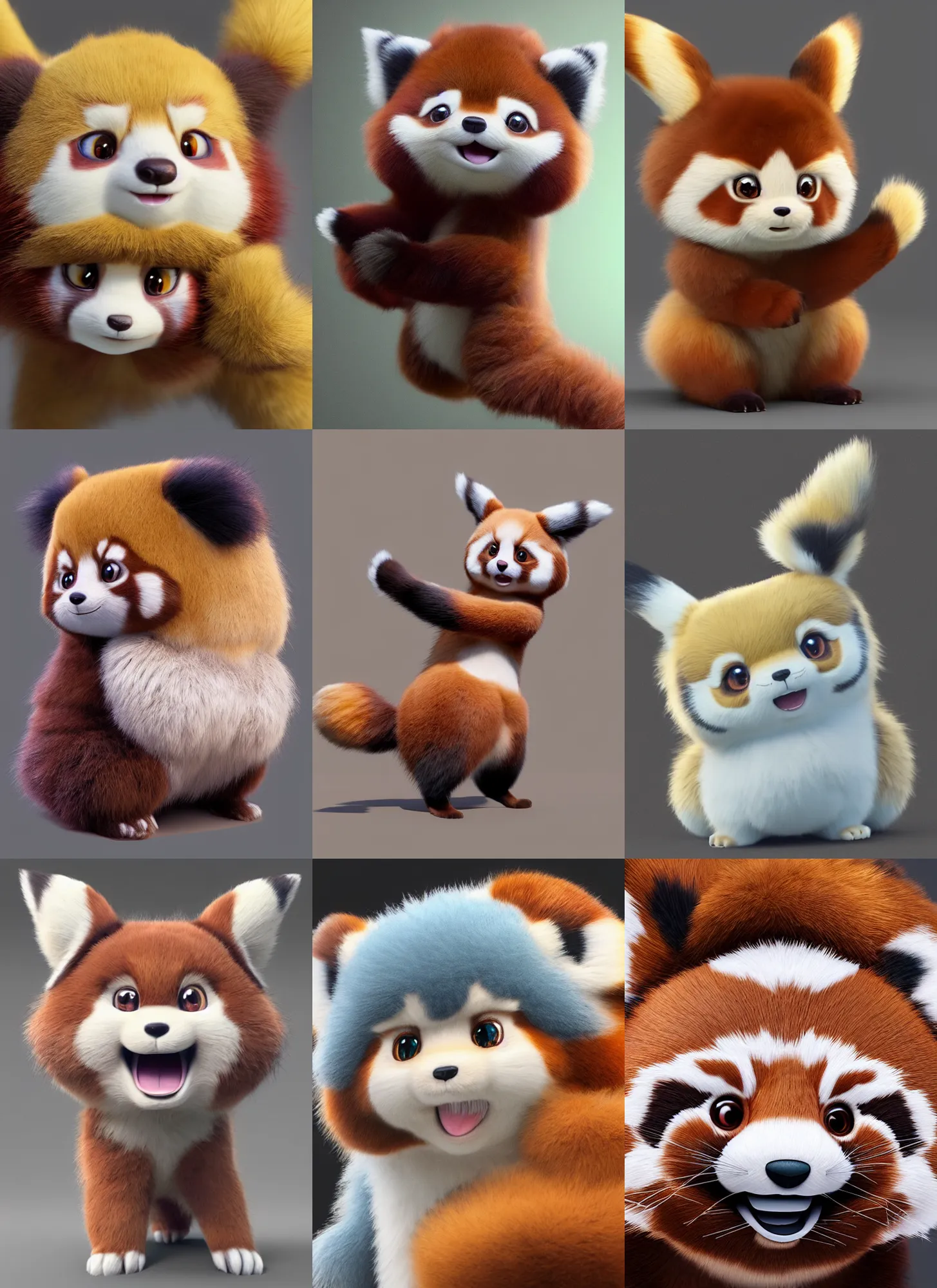 Prompt: high quality 3 d render hyperrealist very cute muted color fluffy! red panda, highly detailed, vray smooth, in the style of detective pikachu, hannah yata charlie immer, soft indoor light, low angle, uhd 8 k, sharp focus