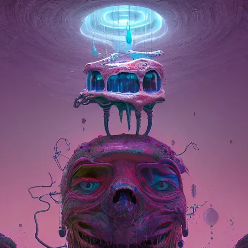 Image similar to existential dread, intricate, abstract, magical, wacky, dreadful, horror, by Tooth Wu, by WLOP, by Beeple, by Dan Mumford, by Greg Rutkowski, Octane Render, digital painting highly detailed