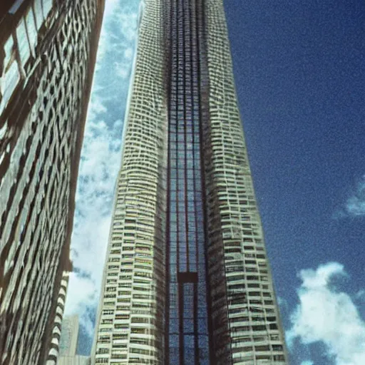 Image similar to patrick bateman plane going through the world trace center towers, in american psycho ( 1 9 9 9 )