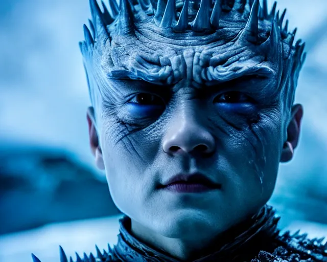 Prompt: justin sun as night king in game of thrones entombed in ice, 4 k, epic, cinematic, focus, movie still, fantasy, extreme detail, atmospheric, dark colour, sharp focus