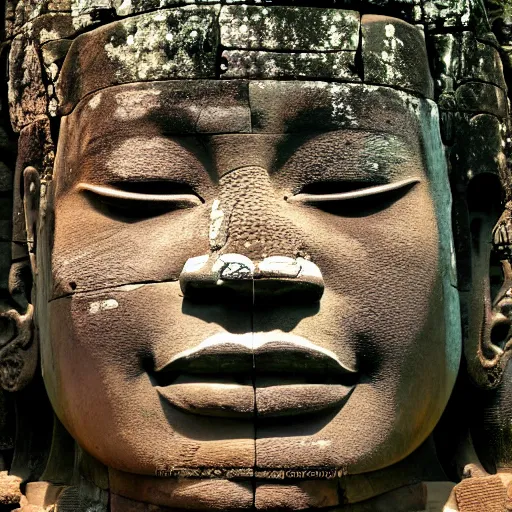 Image similar to angkor thon, photorealistic giant photography hight quality, sharp, stones, award winning photography, canon, thierry rouzier