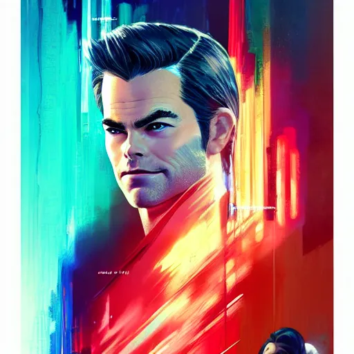 Image similar to chris pine portrait as a manga character, realistic shaded perfect face, fine details. anime. realistic shaded lighting poster by ilya kuvshinov katsuhiro otomo ghost - in - the - shell, magali villeneuve, artgerm, jeremy lipkin and michael garmash and rob rey