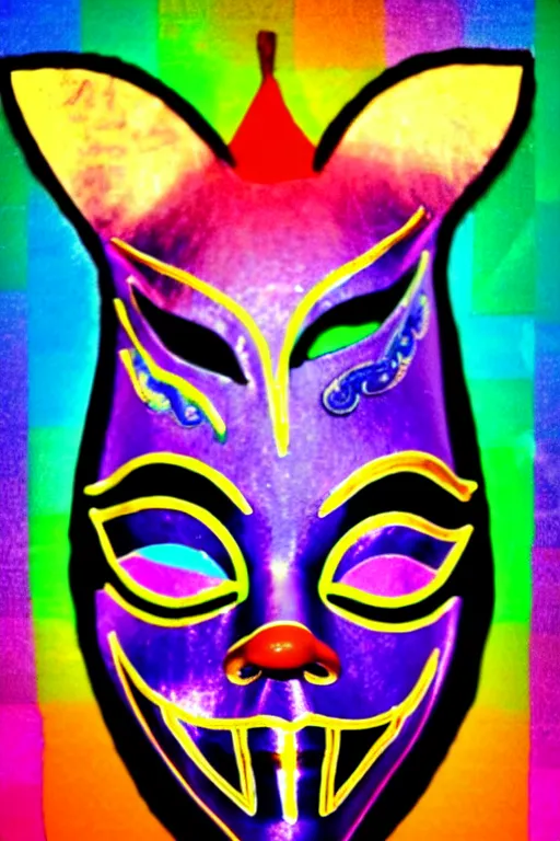 Prompt: guy fawkes mask, lisa frank style,