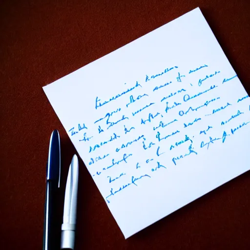 Image similar to cursive letters on a white piece of paper, close - up, penmanship, ink on paper, fountain pen