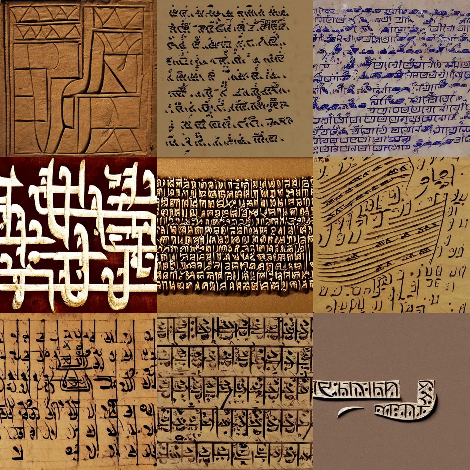 Prompt: constructed script inspired by khmer and hebrew writing