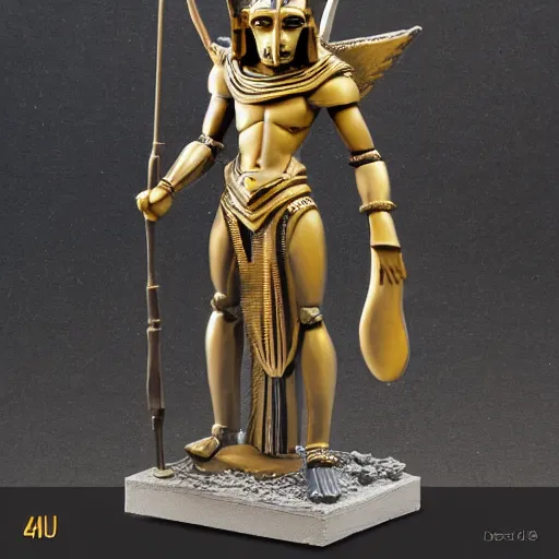 Image similar to A miniature figure of god Anubis. Diorama. Very fuff detailed. 4k. Macro 100 mm