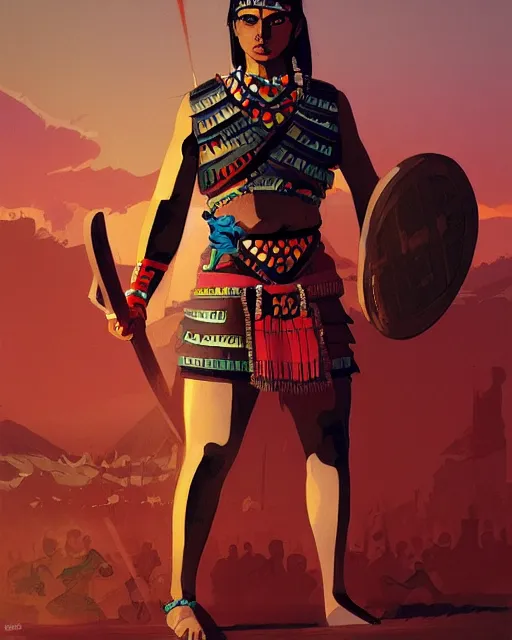 Image similar to aztec warrior, by ilya kuvshinov