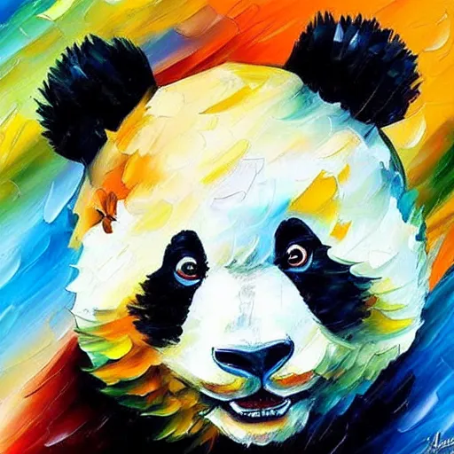 Image similar to panda by style leonid afremov,