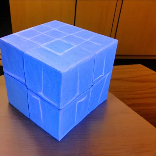 Image similar to a 4 d cube, tesseract, drawn on chalkboard with chalk