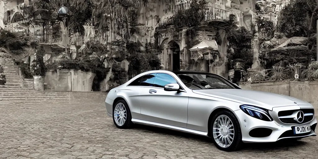 Image similar to a mercedes made of diamonds, very luxurius, premium