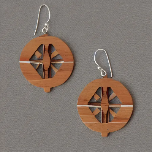 Image similar to bilateral symmetry, wood earring, inspired by nature in maine