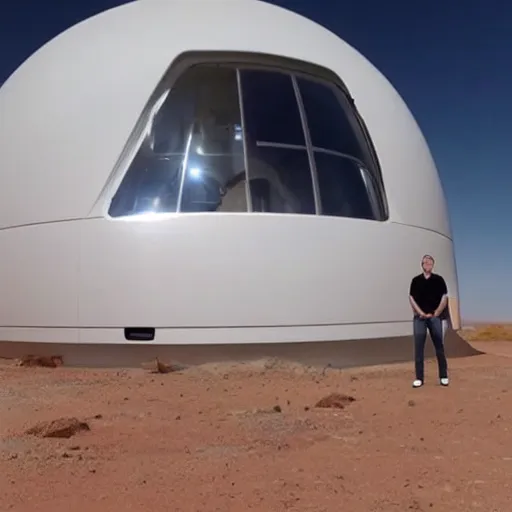 Image similar to Elon musk selfie futuristic house on mars