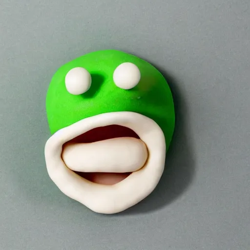 Image similar to mucus character, made of clay, claymation, green blob