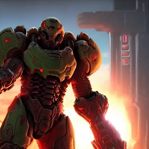 Image similar to doom slayer from doom eternal, photography