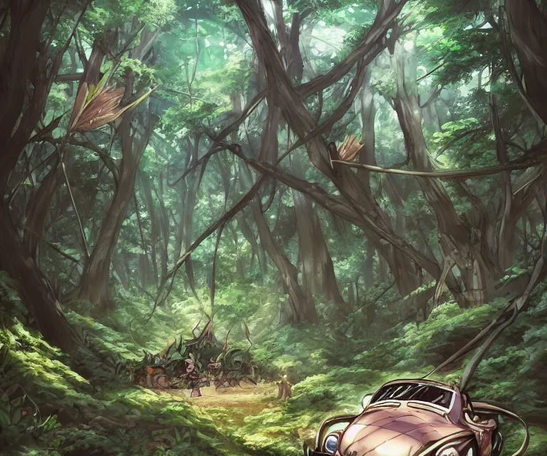Image similar to beetle in a forest, anime fantasy illustration by tomoyuki yamasaki, kyoto studio, madhouse, ufotable, comixwave films, trending on artstation