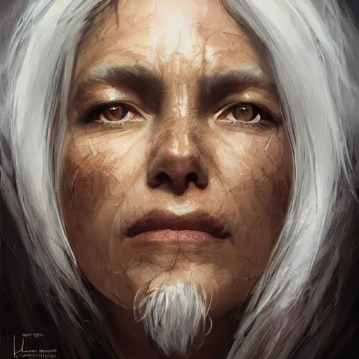 Prompt: headshot immortal blac female wizard ; black brown skin ; white hair ; wise, realistic shaded lighting poster by craig mallismo, artgerm, jeremy lipkin and michael garmash, unreal engine, radiant light, detailed and intricate environment, digital art, art station trends